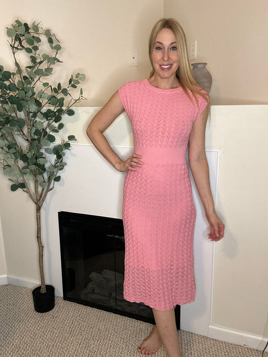 Pink light knit midi dress