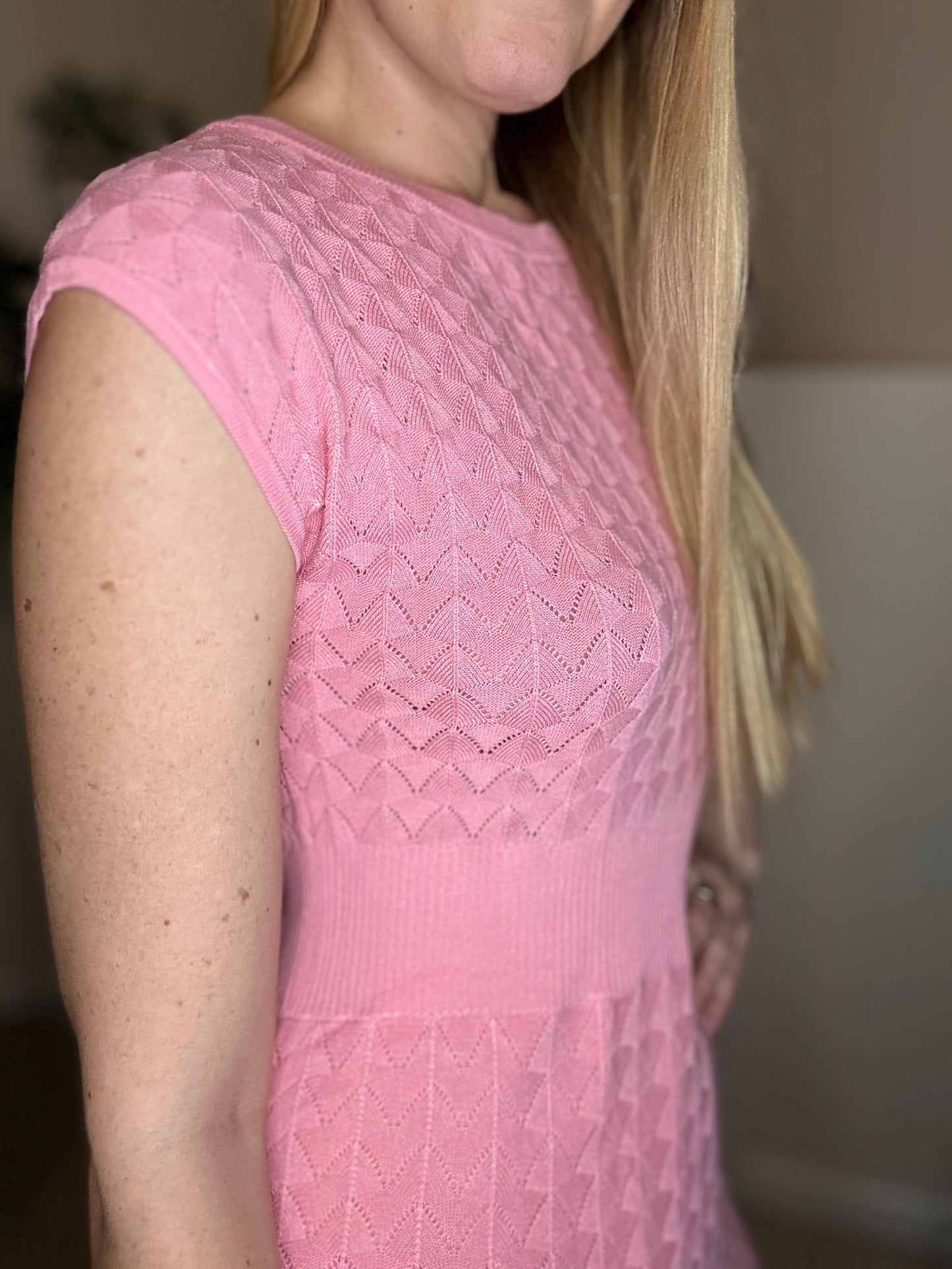 Pink light knit midi dress