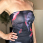 Black watercolor mini bodycon dress