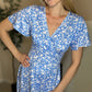 Soft blue floral v neck skater dress