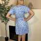 Soft blue floral v neck skater dress