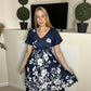 Navy blue floral midi dress
