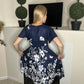 Navy blue floral midi dress