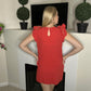 Red mini dress with ruffle sleeves