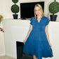 Blue tiered midi dress