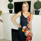 Vacation floral black mini dress