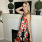 Vacation floral black mini dress