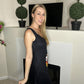 Vacation floral black mini dress