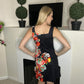 Vacation floral black mini dress