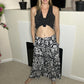 Wide leg black and white print pants