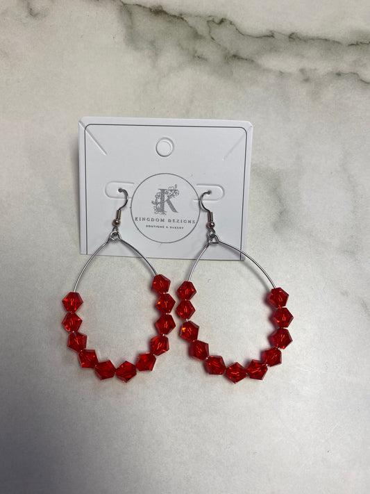 Red beaded hoops