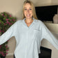 Relaxed waffle knit button down top