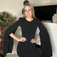 Black cape sleeve mini dress