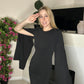 Black cape sleeve mini dress