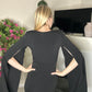Black cape sleeve mini dress