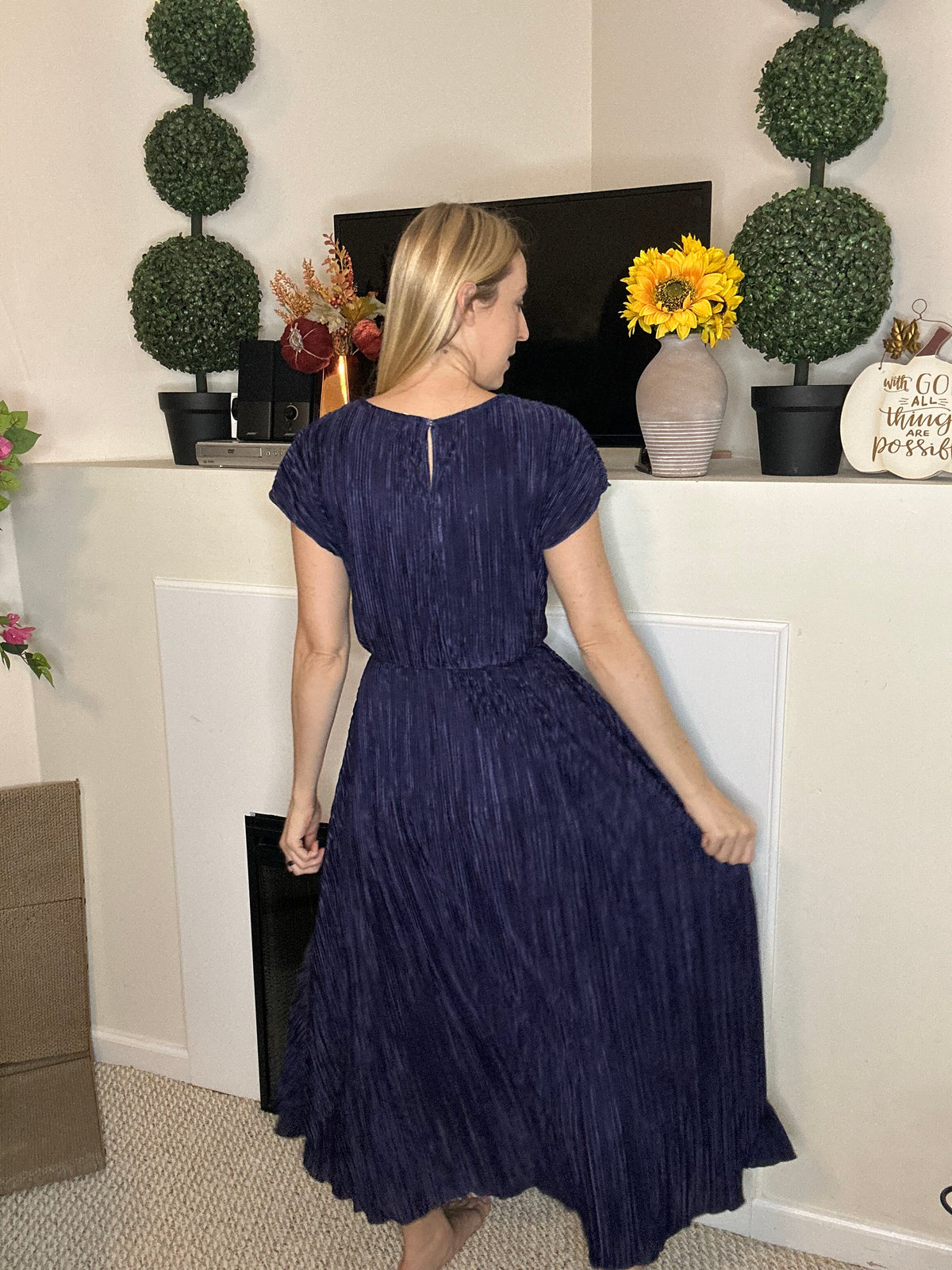 Purple maxi dress with side slit