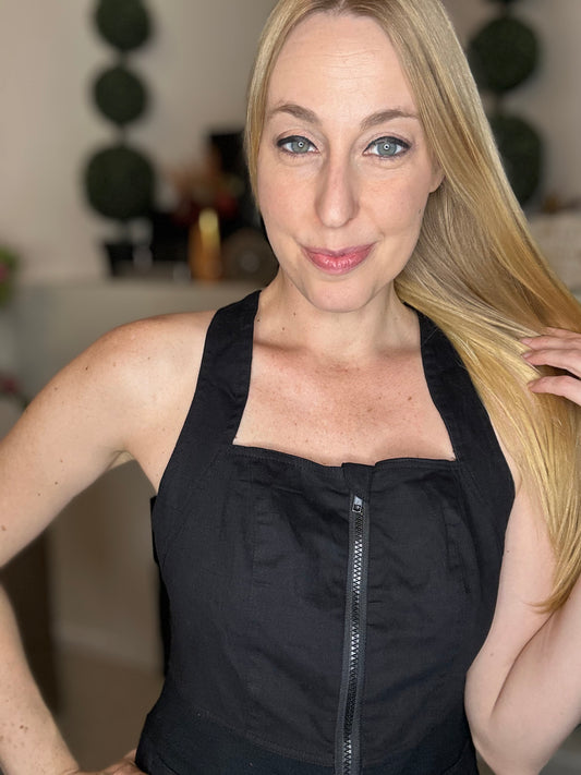 Black zip up overalls