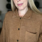 Brown waffle knit button down blouse