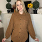 Brown waffle knit button down blouse