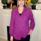 Purple waffle knit button up shacket