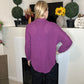 Purple waffle knit button up shacket