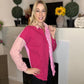 Pink color block cotton button down shirt