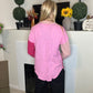 Pink color block cotton button down shirt