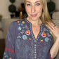 Charcoal peasant embroidered tunic