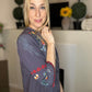 Charcoal peasant embroidered tunic