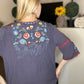 Charcoal peasant embroidered tunic