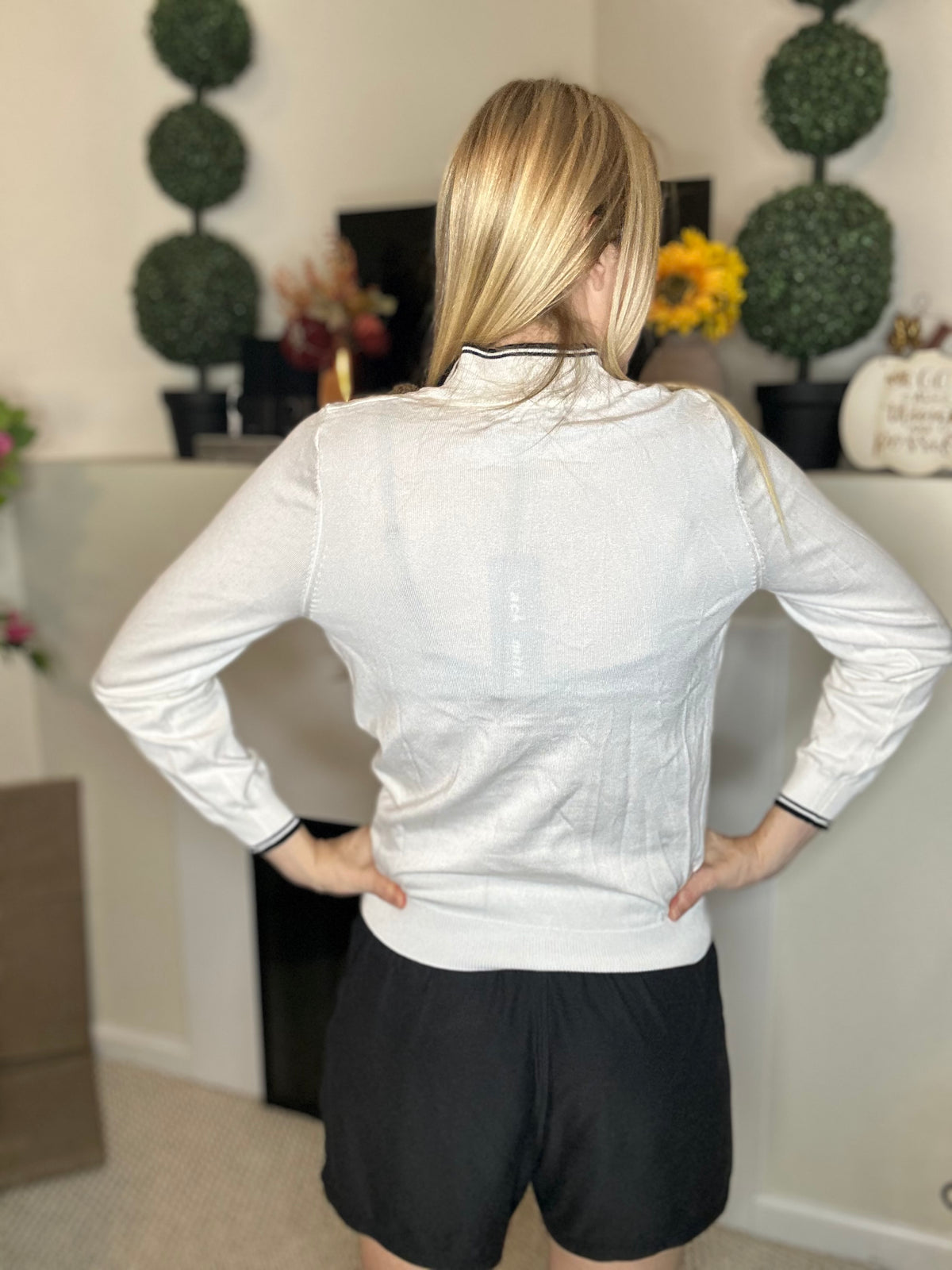 Argyle collared sweater with quarter zip