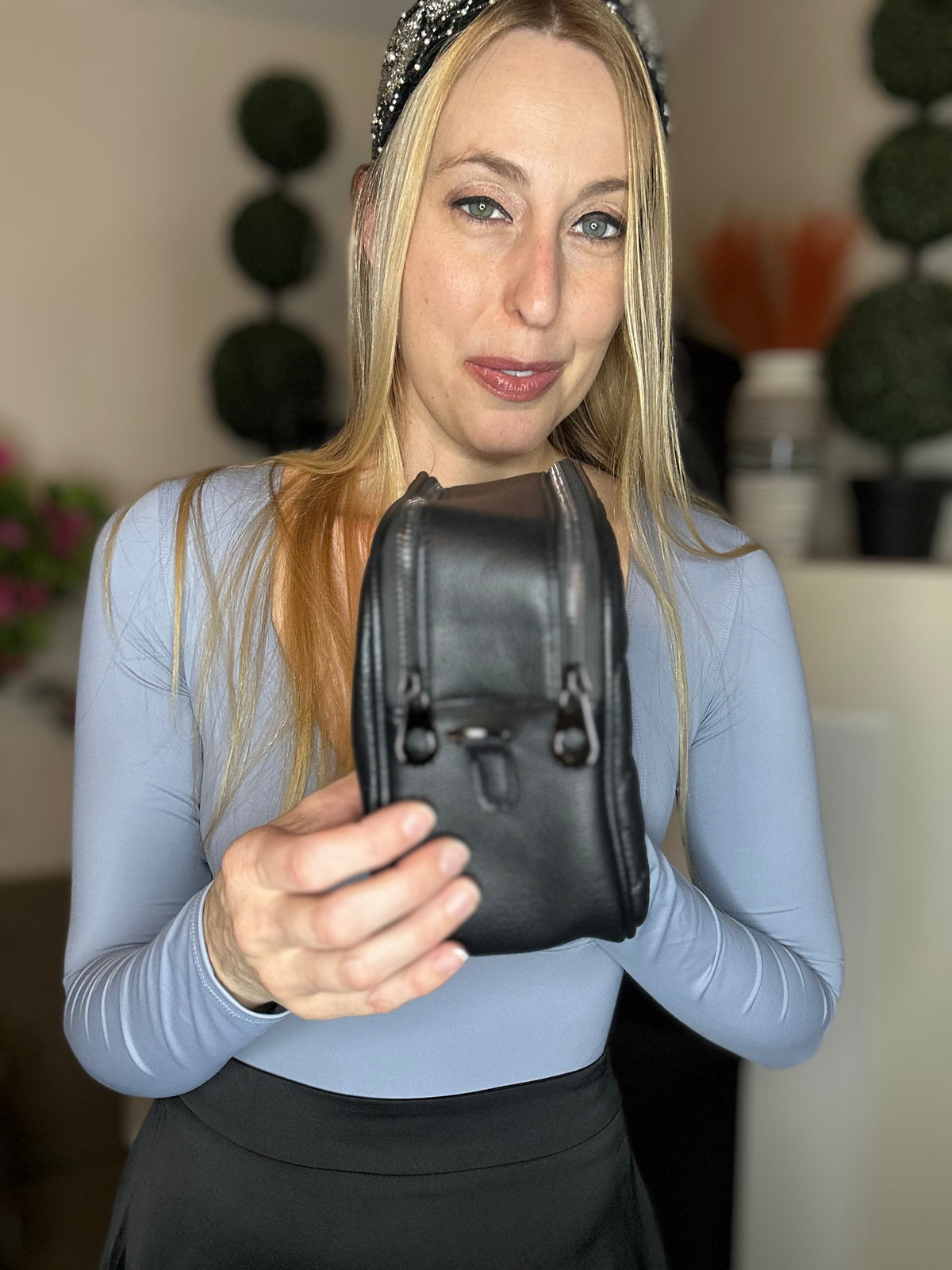 Black quilted crossbody purse