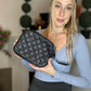 Black quilted crossbody purse