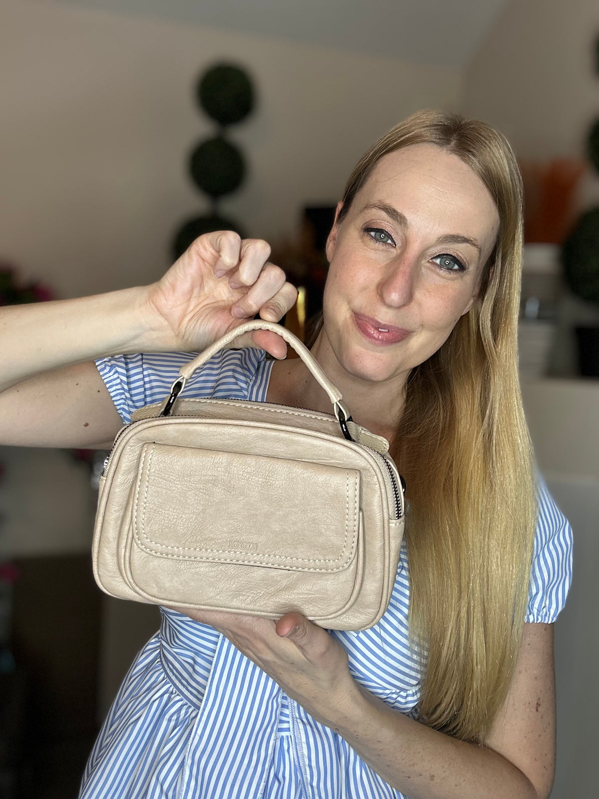 Beige mini hand bag
