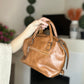 Brown faux leather satchel