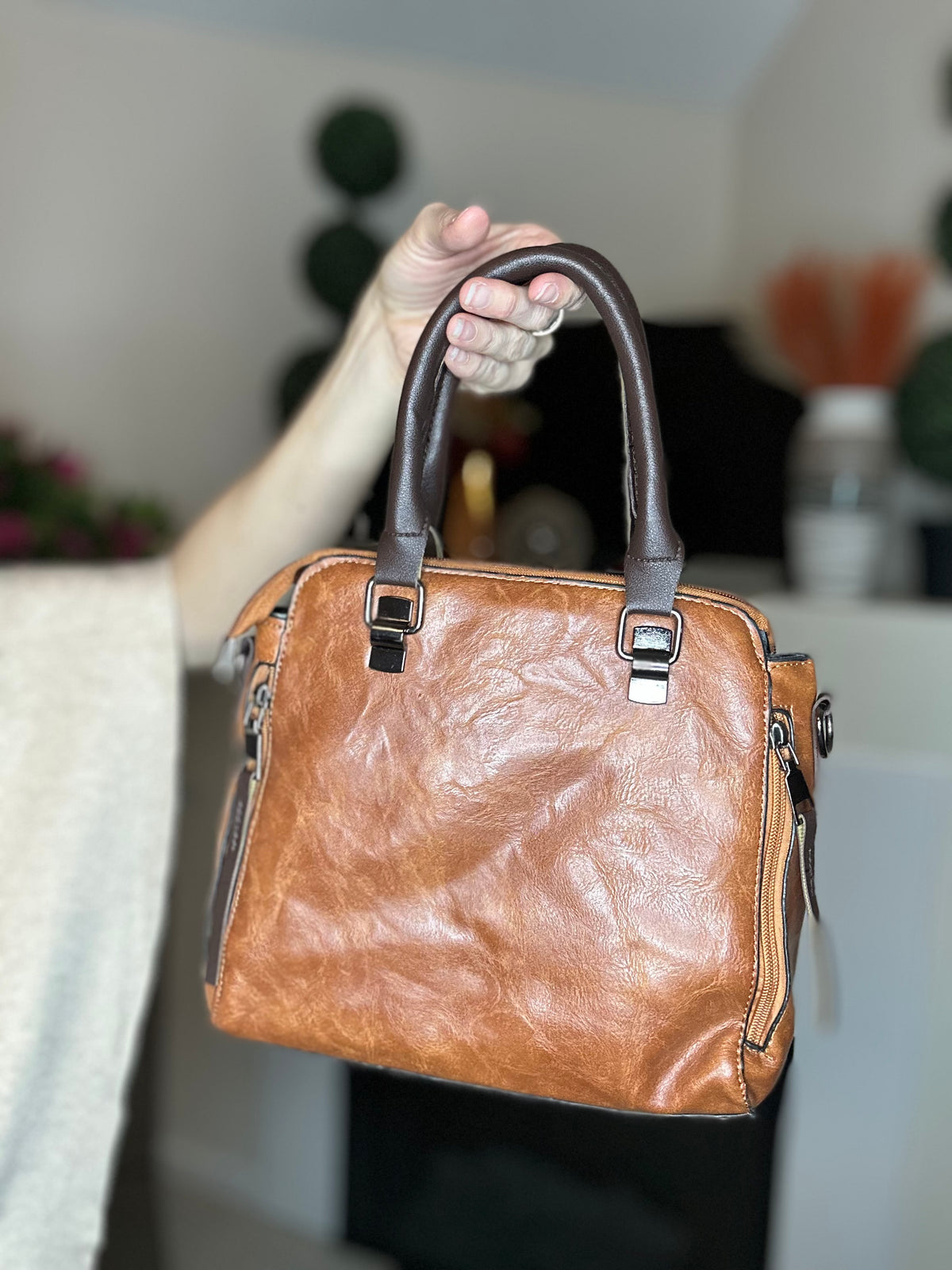 4 in 1 brown faux leather purse