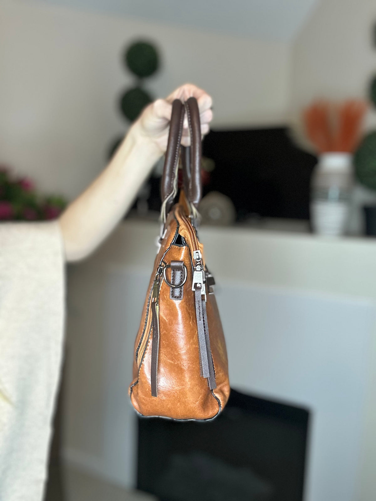 4 in 1 brown faux leather purse
