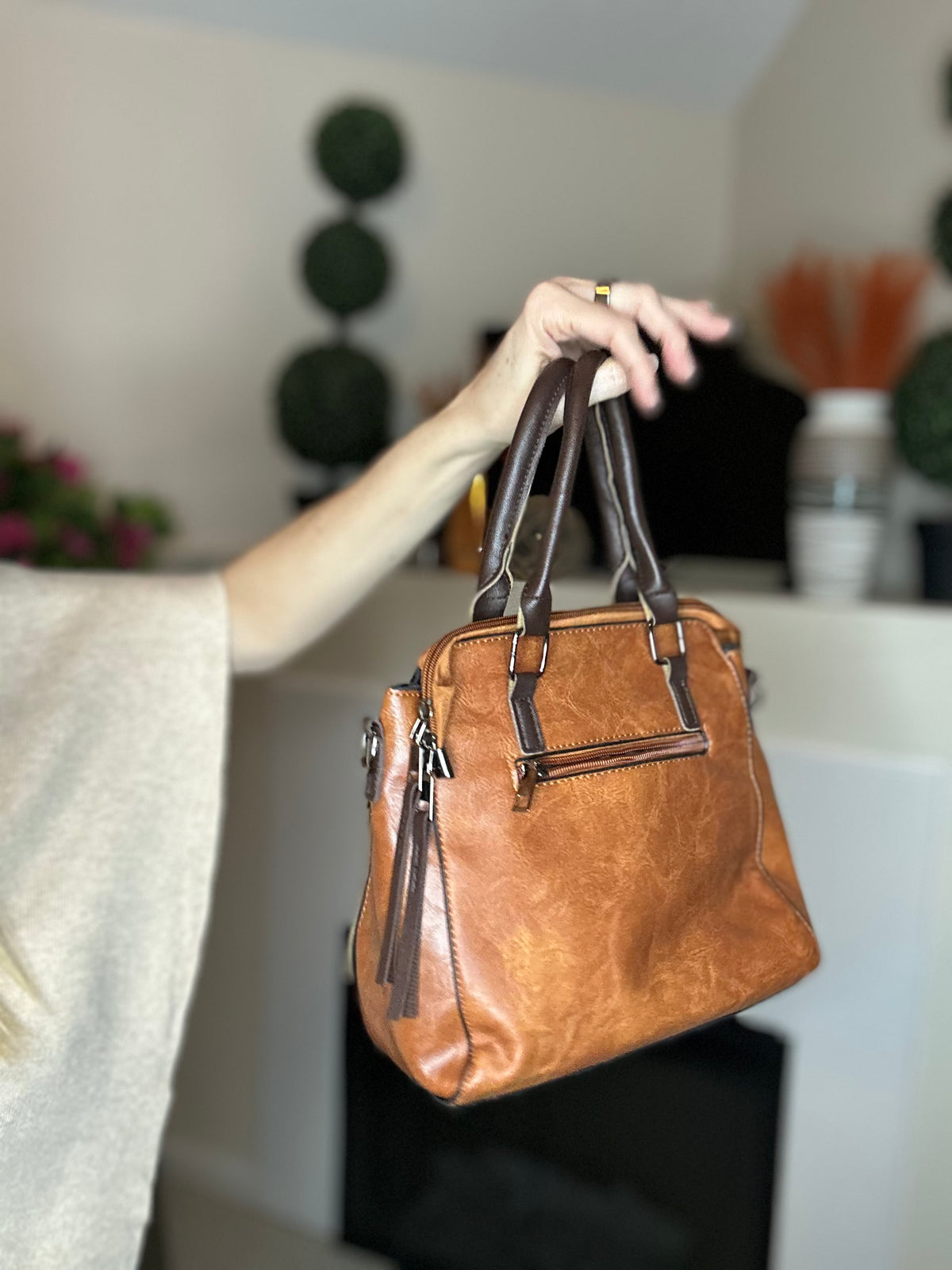 4 in 1 brown faux leather purse