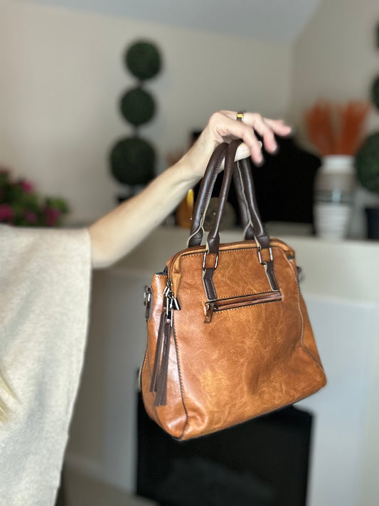 4 in 1 brown faux leather purse