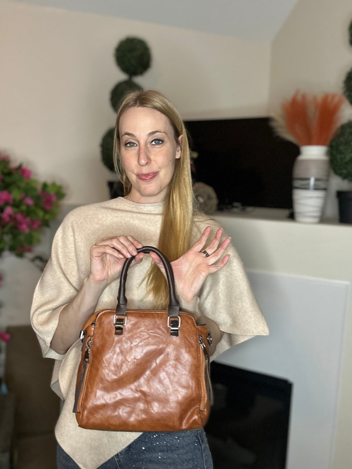 4 in 1 brown faux leather purse