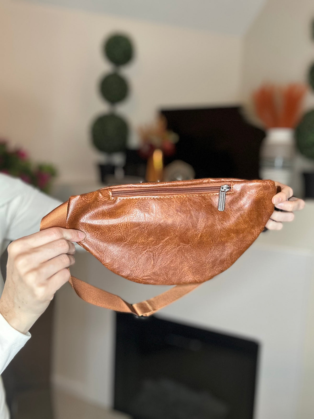 Brown faux leather Fanny pack