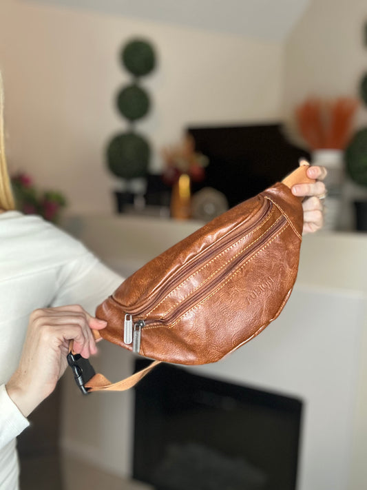 Brown faux leather Fanny pack