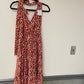 Red and white leopard print halter dress