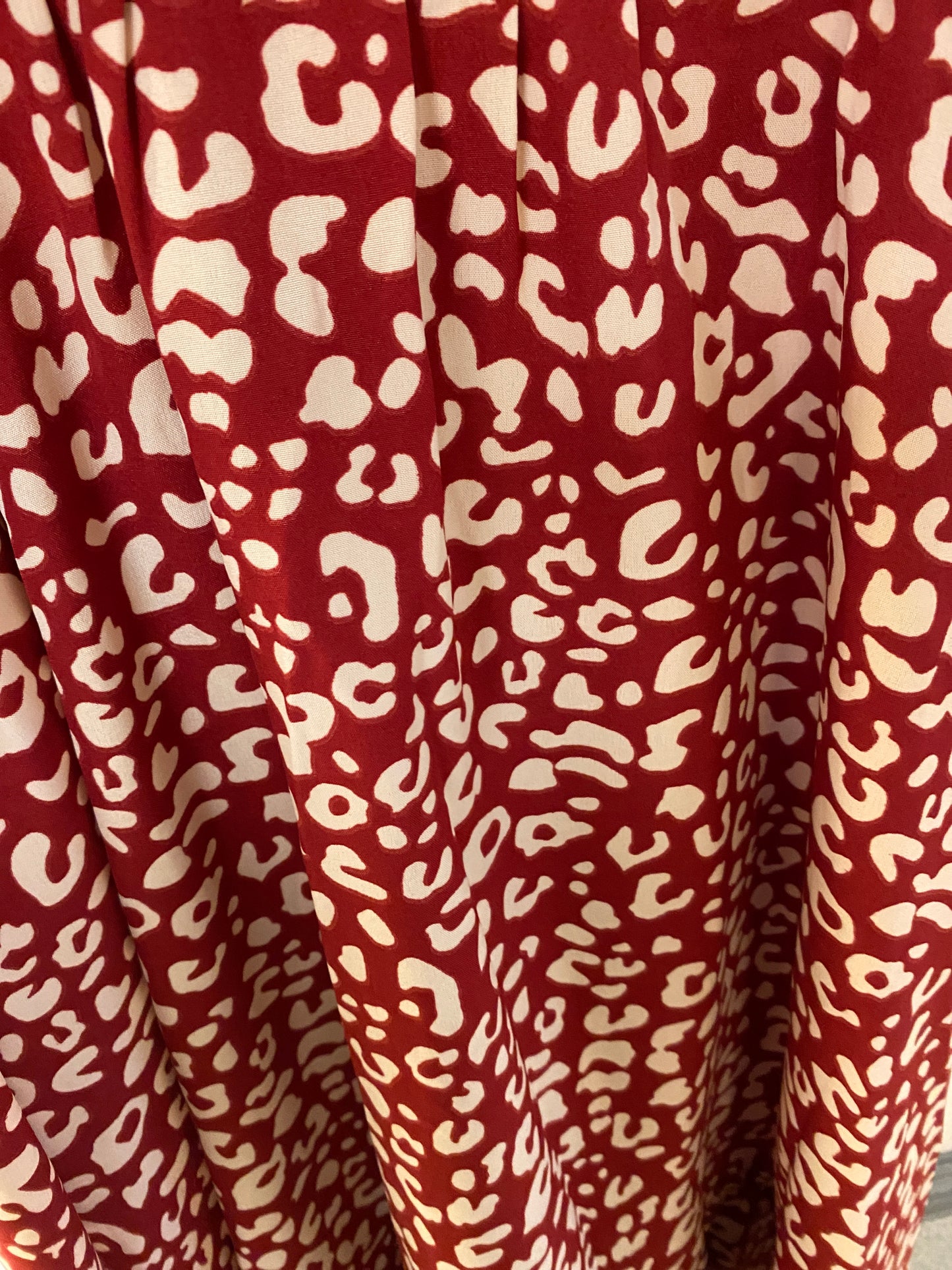 Red and white leopard print halter dress