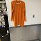 Long orange cable knit cardigan