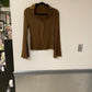 Ribbed brown long sleeve top
