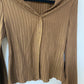 Ribbed brown long sleeve top