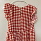 Red gingham midi dress