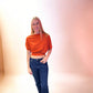 Orange crop top blouse