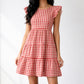 Red gingham midi dress